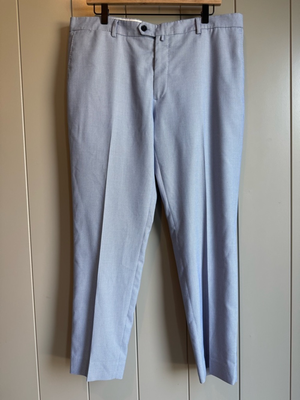 ZARA Mens 36x28 Straight Fit Light Blue Flat Front Trouser Dress Suit Pants